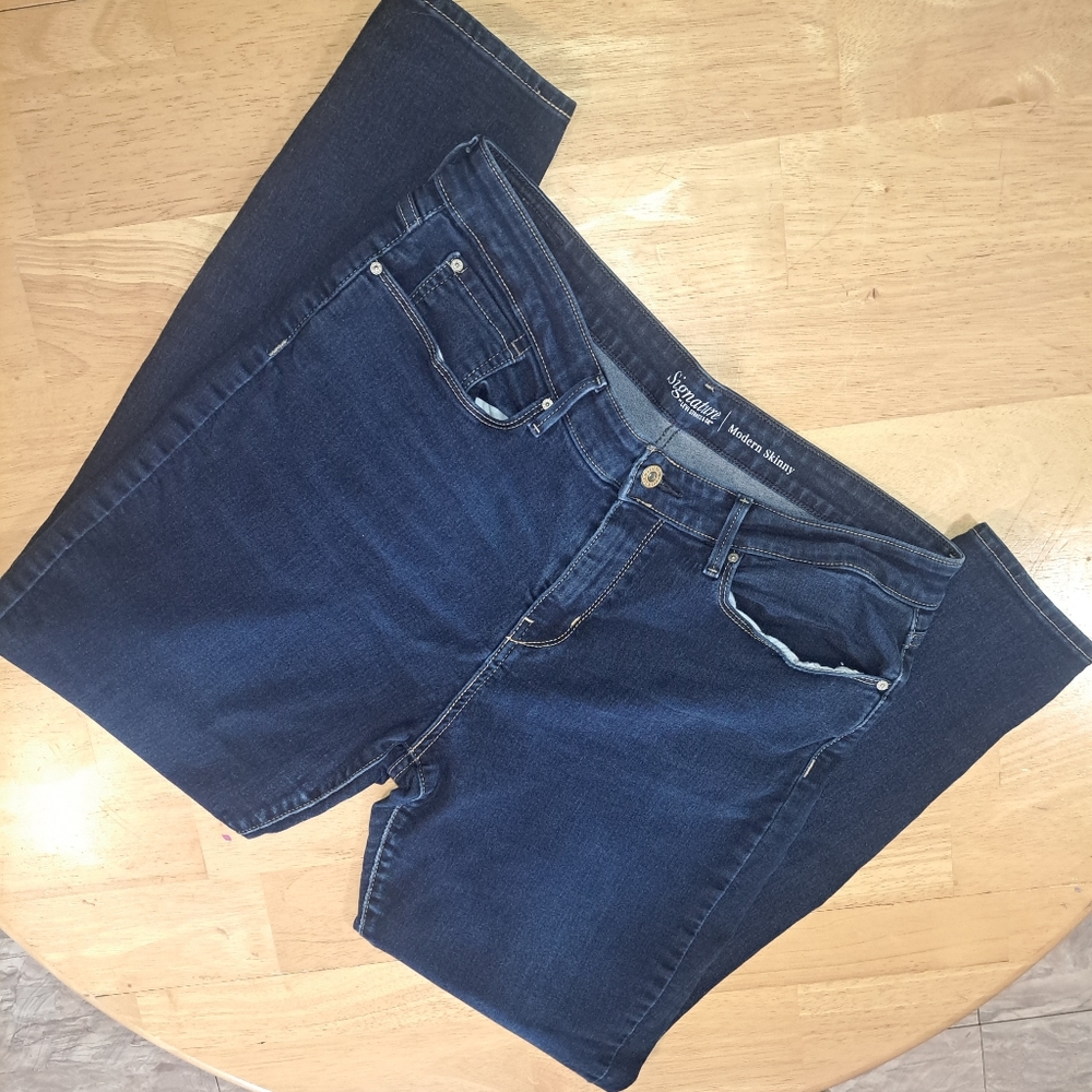 Levi's signature modern skinny jeans, dark denim jeggings, plus size 16 regular